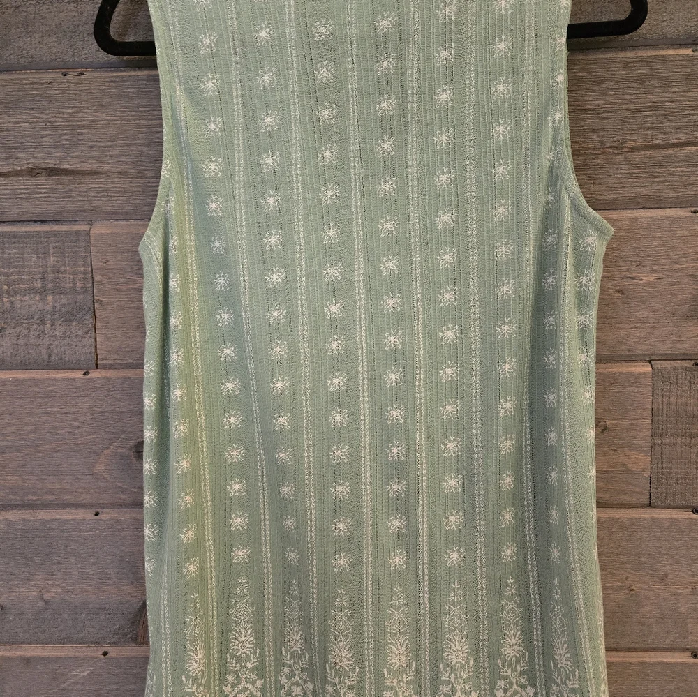 LUCKY BRAND Green & White Floral Printed Sleeveless Top - Size Medium - Picture 8 of 9